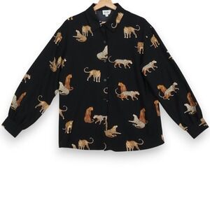 Mens Leopard Print Button Up Shirt Safari Jungle Animal Rockstar Oversized Small